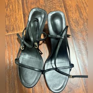 Black mini heels, size 8